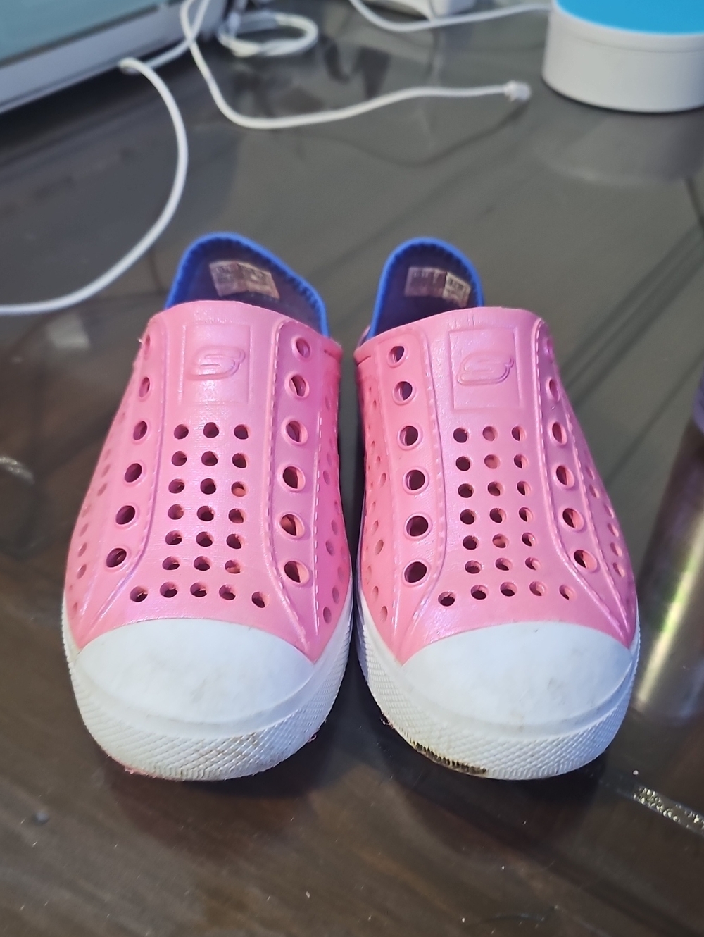 Skechers Pink Slip-On Kids Water Shoes with White Toe